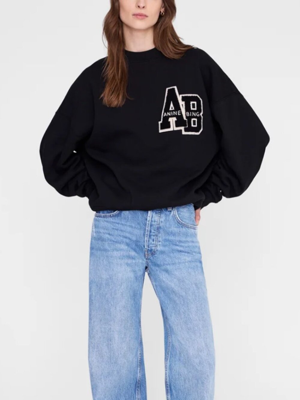 Anine Bing Miles Oversized Sweatshirt Letterman In Black - Women's Size XS - NWT